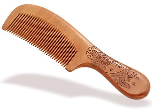 XFLYP Peigne en bois pour démêler tous types de cheveux, barbe, peigne en bois à dents larges pour homme et femme, matériaux naturels n'abîment pas le cuir chevelu