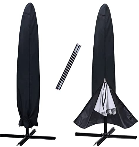 NettyPro Patio Umbrella Cover Outdoor Waterproof Market Umbrella Parasol Cover Fits 10ft to 12ft, Black