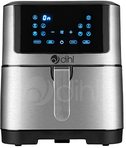Dihl 8 Litre 8L Air Fryer Brushed Steel LED Rapid Healthy Cooker Oven Low Fat Free Food Frying