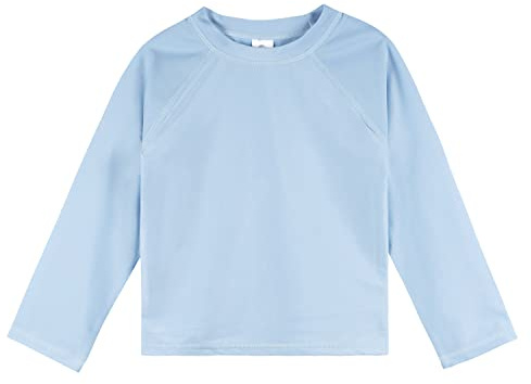 Gerber Unisex Baby Toddler UPF 50+ Long Sleeve Rashguard Swim Rash Guard Shirt, Light Blue, 3T US
