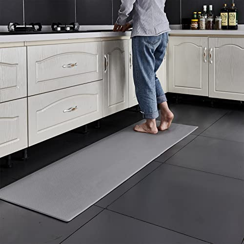 7VSTOHS Kitchen Mat, Heavy Duty Anti Fatigue PVC Kitchen Rugs, Waterproof, Non-slip, Washable and Oil Resistant Leather Floor Mat, Dining Room, Living Room, Office