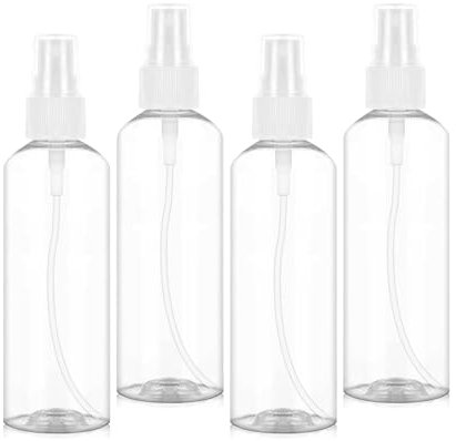 SOPSTUO 100ml Spray Bottles - 4 Pack Fine Mist Atomiser Empty Travel Spray Bottles for Toiletries Perfume Toners Rose Water Cosmetics
