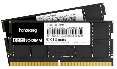 Fanxing SODIMM RAM DDR5 64GB (2x32GB) Kit DDR5 5600MHz 262 Pin Notebook Memoria Módulo Ram SODIMM