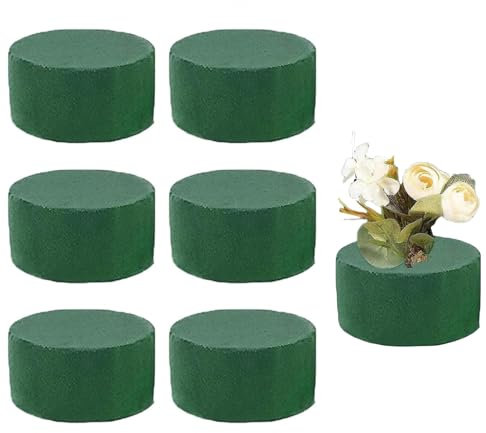 Fenglin-joy Schiuma Floreale Rotonda, 6 Pezzi 8 x 4 cm Schiuma Floreale Schiuma Floreale bagnata in Verde per composizioni Floreali Matrimonio, Vacanze, Decorazione di Feste