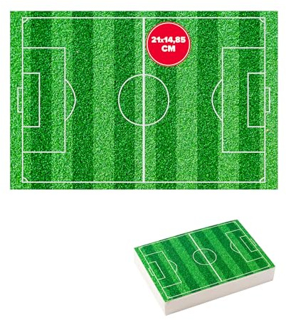 dekora - Foglio Commestibile Campo da Calcio - Carta di Zucchero A5 (14,8 x 21 cm) - Decorazione per Torte per Bambini - Senza Glutine, Senza Zuccheri Aggiunti, Adatto ai Vegetariani - Facile da Usare