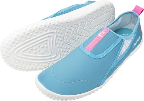 CRESSI Kiwi Shoes Azure/Pink White Sole 45 - Calzado Unisex Ideal para Deportes Acuáticos y Paseos en Ambientes Húmedos, en el Mar y en la Playa, Azul Claro/Rosa Suela Blanco, 45