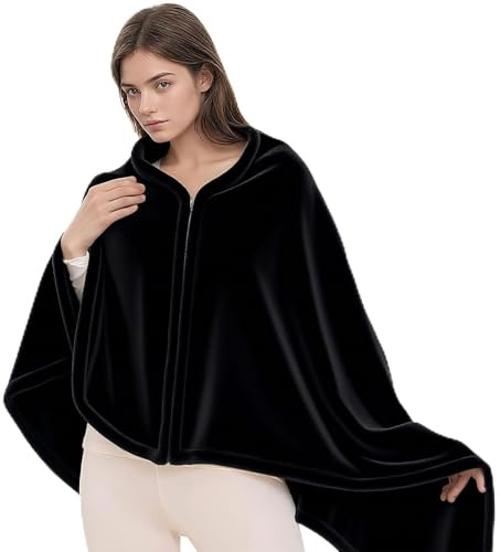 Pinbuton Wearable Blanket Poncho for Women & Men - 59x31 Flannel Fleece Shawl Wrap, Soft Office Chair Blanket