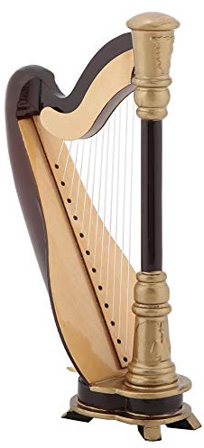 Arpa in Miniatura in Legno, Ornamento da Scrivania con Supporto per Decorazione Artistica e Musicale, 224g per Regalo Compleanno Natale Ufficio Casa