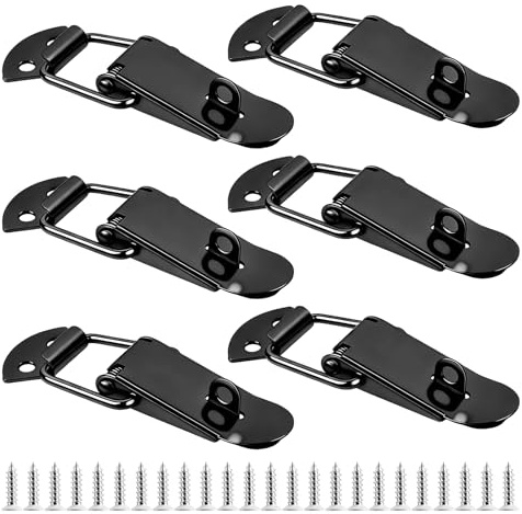 6pcs Cierre de Resorte, Cerradura de Palanca de Acero Inox, Cerradura de Tensión, Cerraduras de Tensión para Puertas, Ventanas, Gabinetes Cajas de Madera Caja de Herramientas, con orificio de cierre
