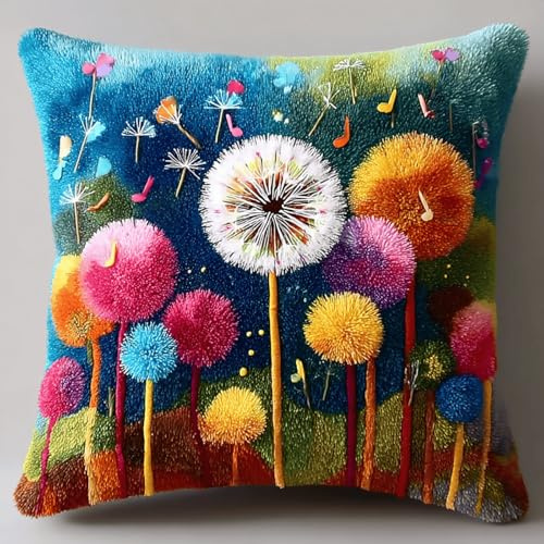 Taxpy Knüpfkissen Set 43x43 cm zum Selber Knüpfen,Verträumter Löwenzahn,DIY Kissenbezug Handarbeiten Dekokissen für Sofa & Schlafzimmer,Knüpfteppich Für Kinder Und Erwachsene
