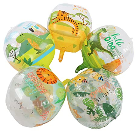 Generic Palloncini con Stampa Animalier da 22 Palloncini in PP Riutilizzabili a Tema Giungla con Chiusura Automatica per Decorazioni di Festival con Premi di Gioco, 5 Pezzi