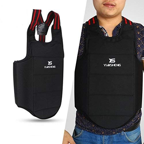 Kick Boxing Karate Chest Protector Guard Vest,Children Adults Karate Sports Wear Chest Shoulder Protector Protection Vest Black Waistcoat Chest Protector Chest Protector