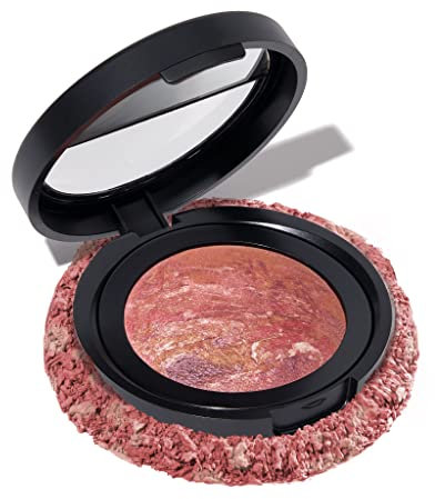 LAURA GELLER Baked Blush-n-Brighten Marbleized Blush Powder (Apricot Berry) Creamy, Lightweight Blusher with Satin Finish