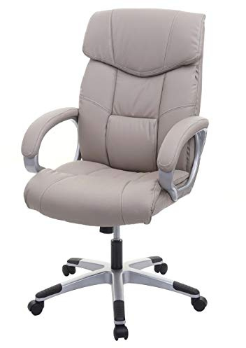 Mendler Bürostuhl HWC-A71, Chefsessel Drehstuhl, Kunstleder - Taupe-grau