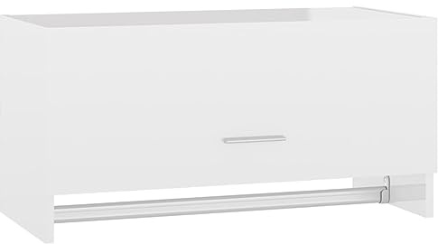 vidaXL Armario Ropero Guardarropa Percha Dormitorio Habitación Muebles Mobiliario Estantes Organizador de Contrachapada Blanco Brillante 70x32,5x35 cm