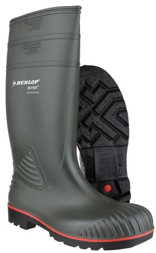 UKD Dunlop Acifort Steel Toe Cap Safety Wellies Boots Mens PVC Green W138E (10 UK, numeric_10)