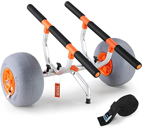 VEVOR Kajakwagen Kanuwagen aus Aluminiumlegierung 805x935x460mm bis 160kg belastbar 30cm Gummiräder 170-440mm Einstellbar Für Bootswagen Kajak Kanu Transportwagen Trolley Surfwagen Bootstrailer