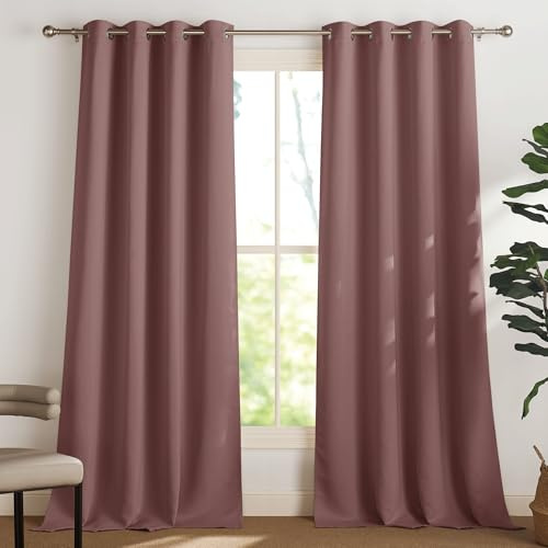 PONY DANCE Tende Rosa Selvatica Termiche Isolanti per Interni Tenda Oscurante ad Anelli per Salotto Eleganti Blackout Curtains Soggiorno 2 Pezzi L 140 x A 240 cm