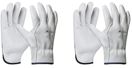Gebol Driver | Arbeitshandschuhe aus Leder mit hoher Widerstandsfähigkeit | Lederhandschuhe für Herren | Größe XL (Gr 10) | Weiß | 1 Paar (Packung mit 2)