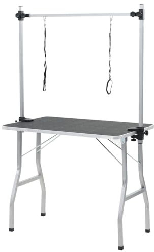 BAZZI Mesa plegable para perros con 2 eslingas, tocador para perros y gatos, mesa de peluquería para perros