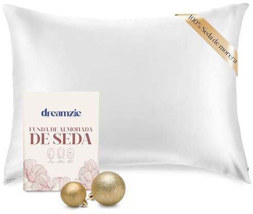 DREAMZIE Doble Cara 100% 19 mm Funda de Almohada de Seda Pura de moras para la Salud del Cabello y la Piel Funda, de Almohada con Cremallera Oculta, 1 Pieza, 40x80 cm, Perla