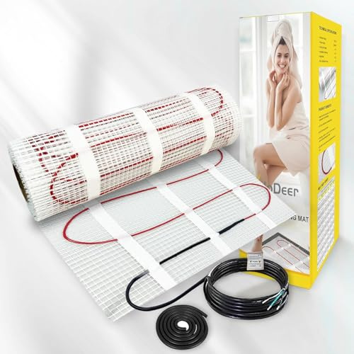 YeloDeer 2.5m² Electric Underfloor Heating Mat Kit, 230V, 200W/m² | Heated Floor Mat with 2m Flexible Conduit, Radiant Floor Heating System for Bathroom, Tile, Ceramic, Porcelain & Stone Floors