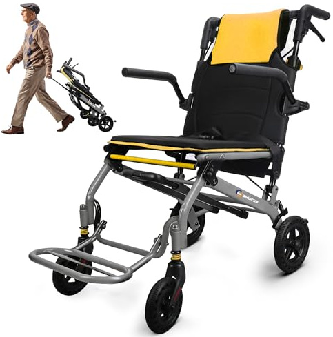 Wheelchairs for Adults Transport Chair Lightweight Foldable with Telescopic Handle,17 Width Compact Portable Folding Travel Wheel Chairs for Seniors