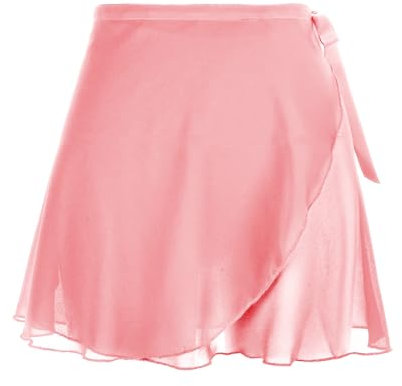 Damen Ballettrock Wickelrock Chiffon Tanz Rock Verstellbare Taille Krawatten Gymnastik Ballettrock Lotuswurzel Rosa