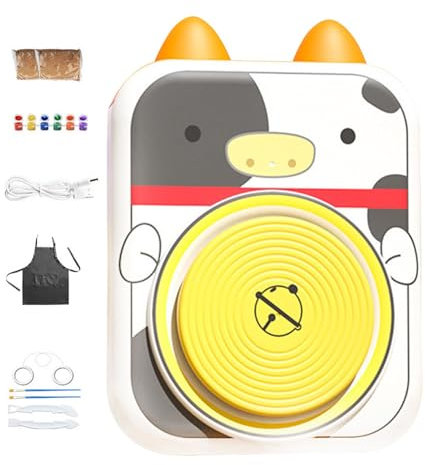 Töpferscheiben-Set für Kinder – Töpferscheibe für Anfänger, Set für Tonkunst | Kindersichere elektrische Töpfermaschine, Kunsthandwerk für Kinder, Bildhauerwerkzeuge, unterhaltsame kreative Kunsta