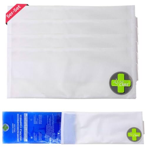 LisaCare Custodia in tessuto non tessuto per compresse, grande, 29 x 12 cm, 5 manicotti refrigeranti al ginocchio, con elastico con chiusura in velcro, adatta per lesioni individuali (5 x 29 x 12 cm)