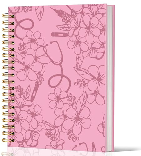 Lacama Nurse Gifts for Women, Gifts for Nurses, Pink Nursing Notebook for Work, Christmas Appreciation Gifts, Nursing Student Gift, A5 Stethoscope Flower Nurse Notebook, Office School Supplies
