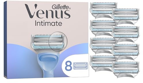 Gillette Venus Intimate Rasierklingen Damen — 8 Original Ersatzklingen mit Einem Hauch von Aloe Vera für Damenrasierer, Nassrasierer Damen für Den Intimbereich