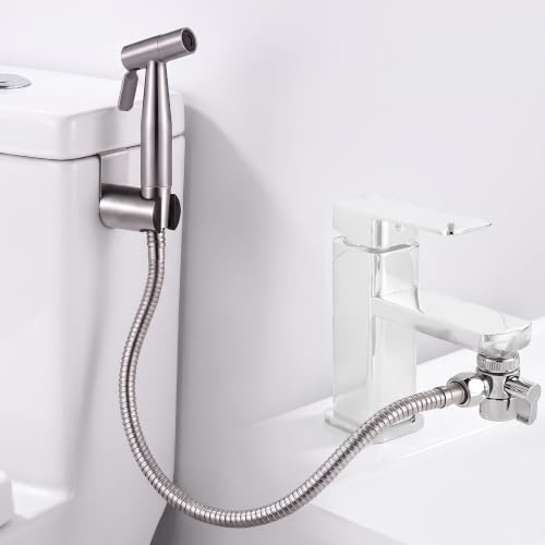 Bidé rostfritt stål handdusch set, bidé fäste med krandispenser, krok toalett, slang