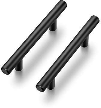 Ravinte 30 Pack | 5 Inch Cabinet Pulls Matte Black Stainless Steel Kitchen Drawer Pulls Cabinet Handles 5 InchLength, 3 Inch Hole Center