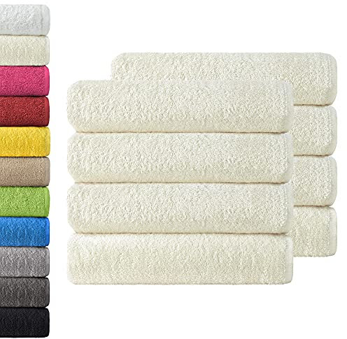 NatureMark 8er Spar-Pack Frottier Handtücher, 50 x 100 cm, 100% Baumwolle (Natur weiß)