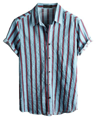VATPAVE Mens Hawaiian Shirt Short Sleeve Button Down Shirts XL Blue