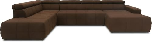 DOMO. collection Sofa Brandon, Wohnlandschaft mit Rückenfunktion in U-Form, Polsterecke, Eckgarnitur, Polstergarnitur 359 x 228 x 80 cm (BxTxH), Dunkelbraun