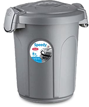 Cat Centre Small Animals Pets Dry Food Storage Container 8 Litre Grey Cats Dogs Side Lock System Removeable Lid Cover With Handle Comfortable Dispenser Sturdy BPA-Free Plastic