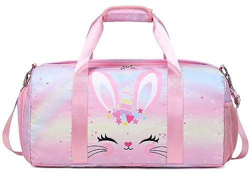 Borse Sportive per Bambina Borsa da Viaggio per Bambini Tote da Palestra Borsa Danza Bambina Borsa da Viaggio Bambina Borsa da Weekend Sport Ginnastica Nuoto,Gatti Coniglio