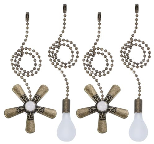 PATIKIL Set di Catenelle Ventilatore Soffitto da 13 Pollici, 4 Pezzi Catene Sfera con Ornamento Estensore Lampadina Decorativa Cavo Ventilatore Lampade Soffitto, Color Bronzo