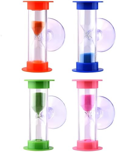 4 Stück Sanduhr Zähneputzen, Zahnputzuhr, Sanduhr-Timer, Saugnapf-Timer, Kreative Sanduhr, Leicht Zu Tragen Timer, 2/3 Minuten Countdown