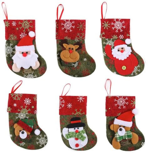 JOYIN 12 Pezzi Mini Calza di Natale - 3D Calza di Babbo Natale - Stivaletto di Babbo Natale per Decorazione Natalizia, Sacchetto Regalo, Albero di Natale