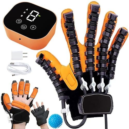 GAOXIAO Guanti Robotici Riabilitativi, per la Terapia Riabilitativa della Mano Emiplegia da Ictus, Dispositivo di Allenamento Riabilitazione con Rigidità Spastica Ortotici delle Dita A Right Hand L