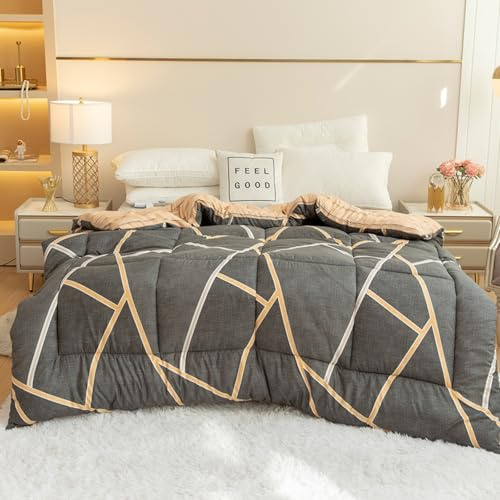 Odot Couette Hiver Très Chaude et Epaisse 150x200 180x220 200x230, Couette d'hiver sans Housse Lavable - Douce Confortable Respirante Couverture Quilting d'Réversible (8238 Géométrique,200x230cm)