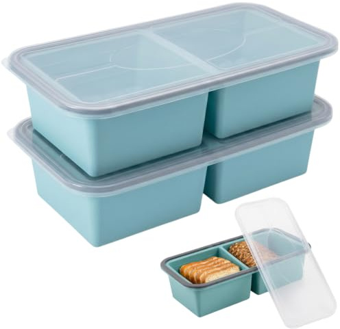2 stampi grandi per cubetti di ghiaccio, a prova di perdite, in silicone senza BPA, contenitori per alimenti per zuppe, cubetti di ghiaccio, pasti e frutta (2 cavità)