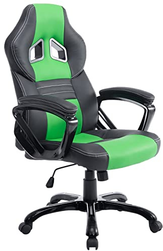 CLP Poltrona Gaming Ufficio Pedro XL I Sedia Racing Imbottita In Similpelle I Poltrona Sport Reclinabile Colore nero/verde