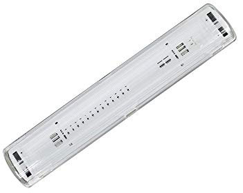 Vetrineinrete® Plafoniera tenuta stagna IP65 per 2 tubi a led neon attacco t8 g13 60 120 150 cm da parete soffitto tubo per interni ed esterni lampada da muro impermeabile (60cm 18w) P73