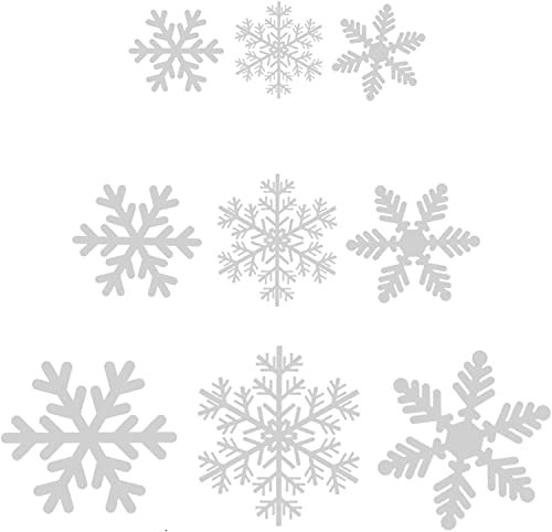 Willingood 108 Christmas Window Snowflake Stickers, Window Removable Window Decorations Static Adhesive PVC Stickers for Christmas Window Decorations, Doors, Shop Windows, Showcases, Glass Fronts
