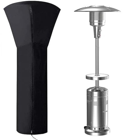 ANSTROUT 420D Patio Heater Cover Waterproof with Zipper, Outdoor Patio Propane Heater Cover for Any Season Large Size: 89”H x 33”Dx19”B Round Patio Heater Covers for Bad Weather (Black)