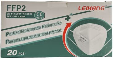Leikang FFP2 - Mascarilla de protección para boca y nariz (20 unidades)